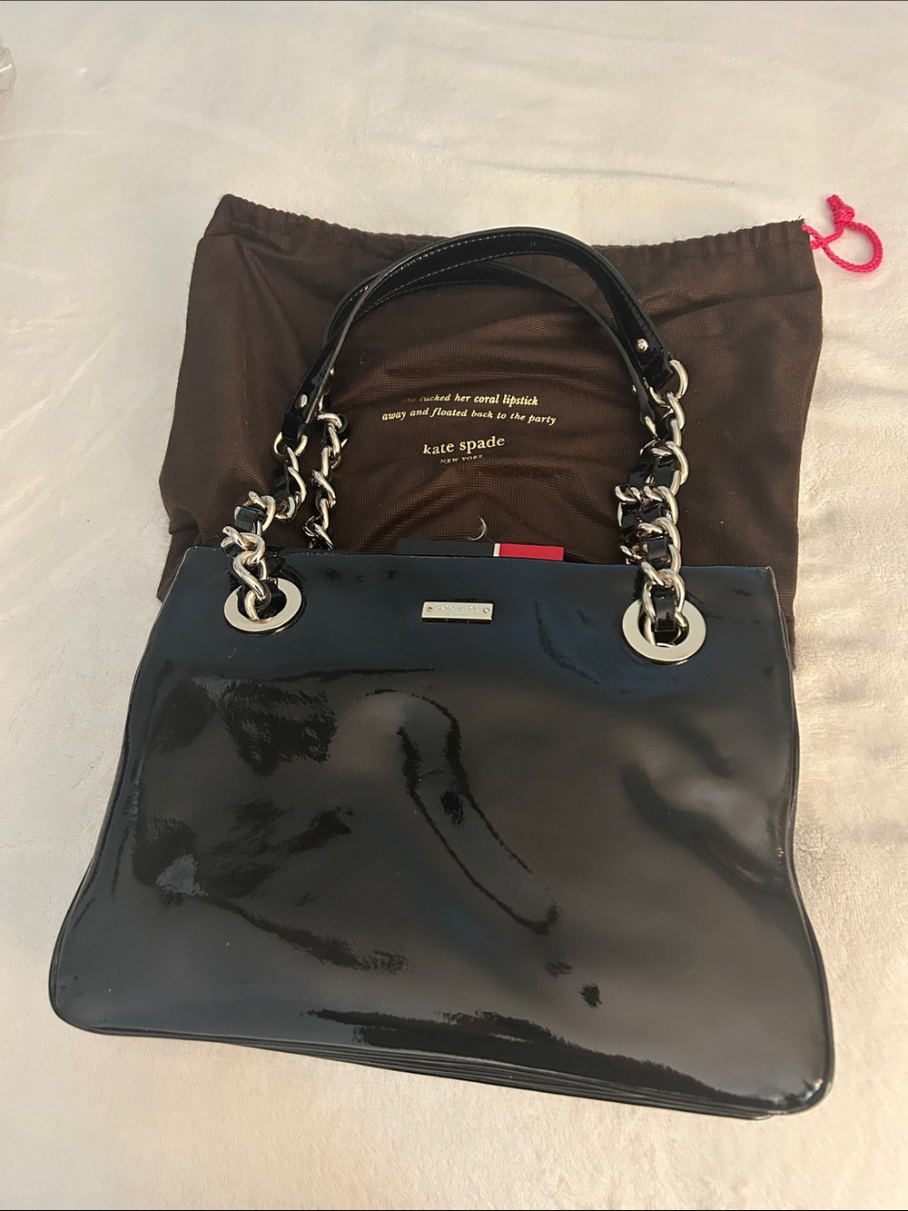 kate spade Black Patent Leather Chain-Handle Shoulder Bag